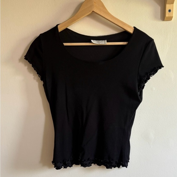 Vintage Bretchers Brooks Black Ruffled Hems Top – XS–S - Picture 3 of 5